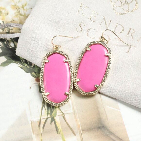Kendra Scott Elle Gold Magenta Magnesite Earrings - Picture 2 of 2